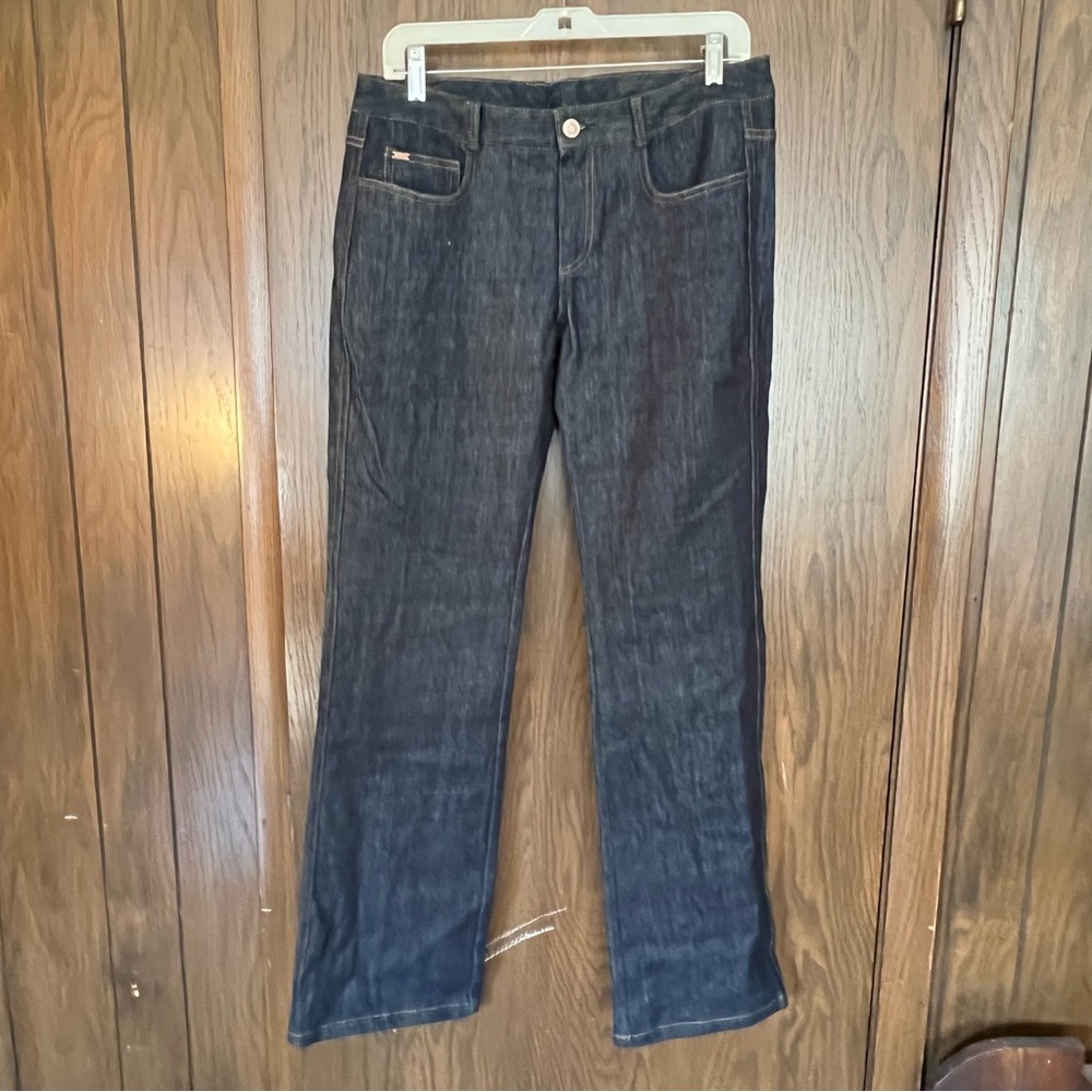 St. John Navy Straight Leg Women’s Jeans with pocket embellishment